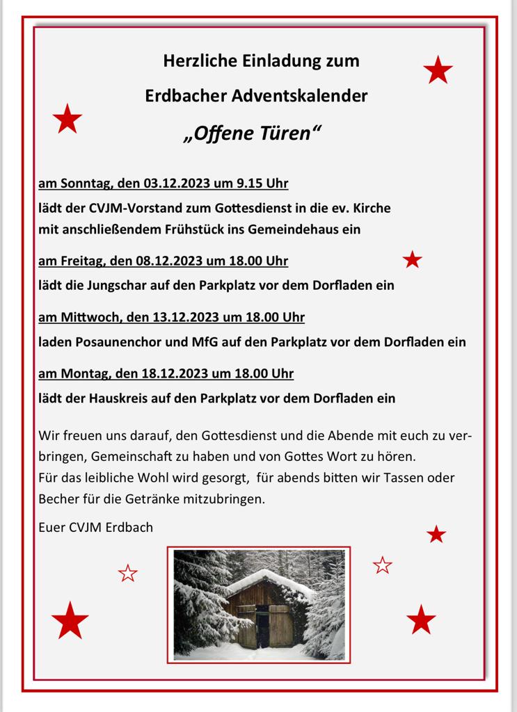 You are currently viewing Erdbacher Adventskalender „offene Türen“ 2023