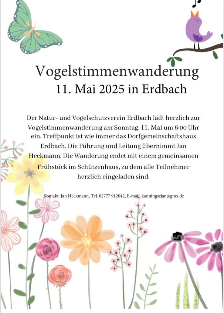 Du betrachtest gerade Vogelstimmenwanderung am 11.05.2025 um 6 Uhr
