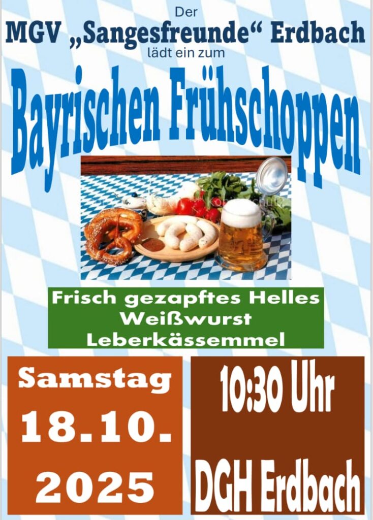 Mehr über den Artikel erfahren Bayrischer Frühschoppen am 18.10. ab 10:30 Uhr