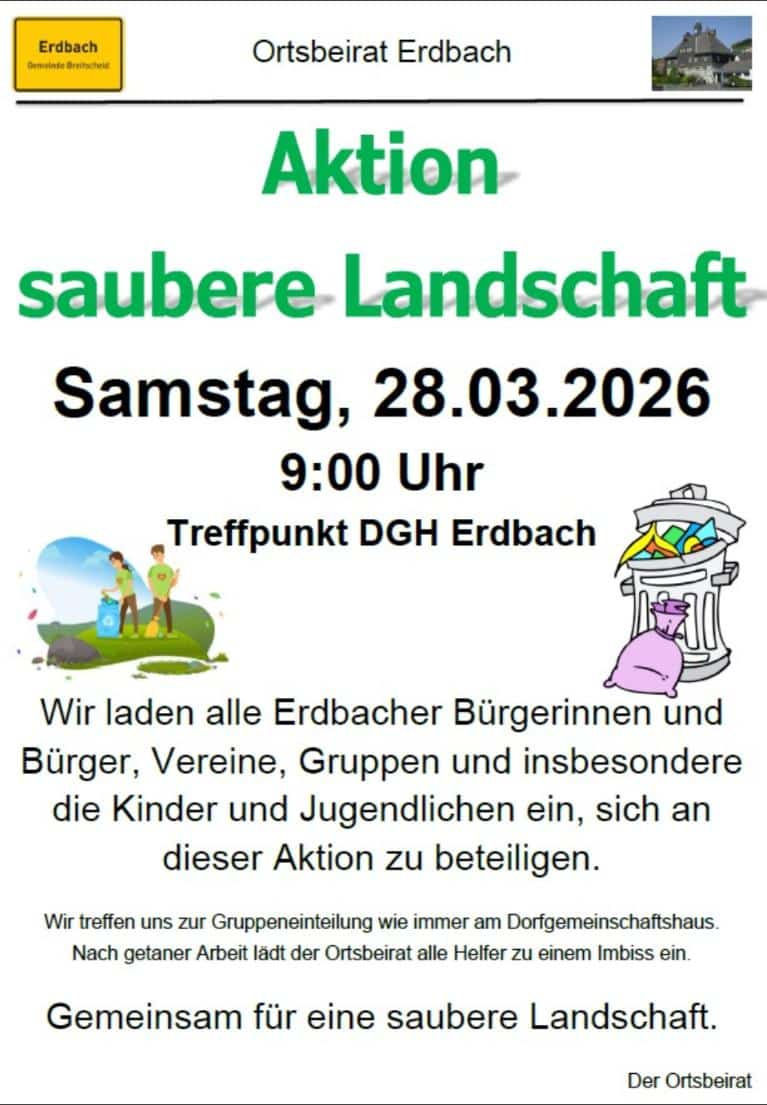 Du betrachtest gerade Aktion saubere Landschaft am 28.03.2026 ab 9:00 Uhr